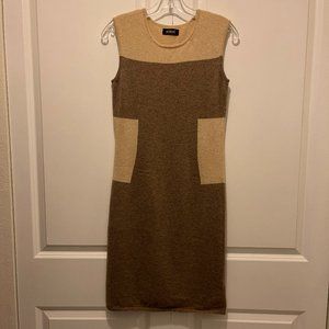 Erdenet 100% Cashmere Sweater Dress in Brown & Beige